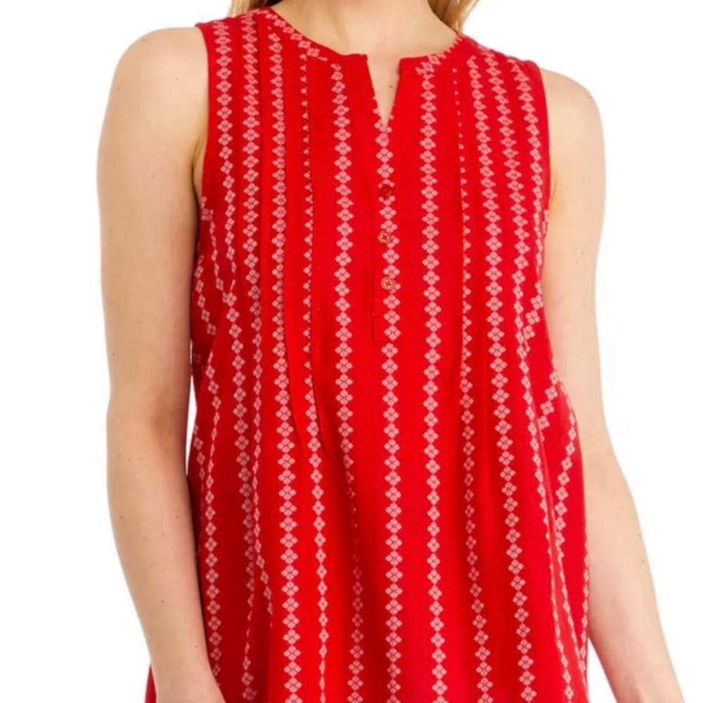 Wonderly Women's Sleeveless Split‎ Neck Top Red 2X Loose fitting blouse